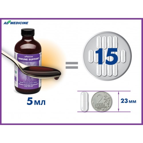 5 мл Имьюн Саппорт дает эффект как от приема 15 капсул аналогичных аптечных средств